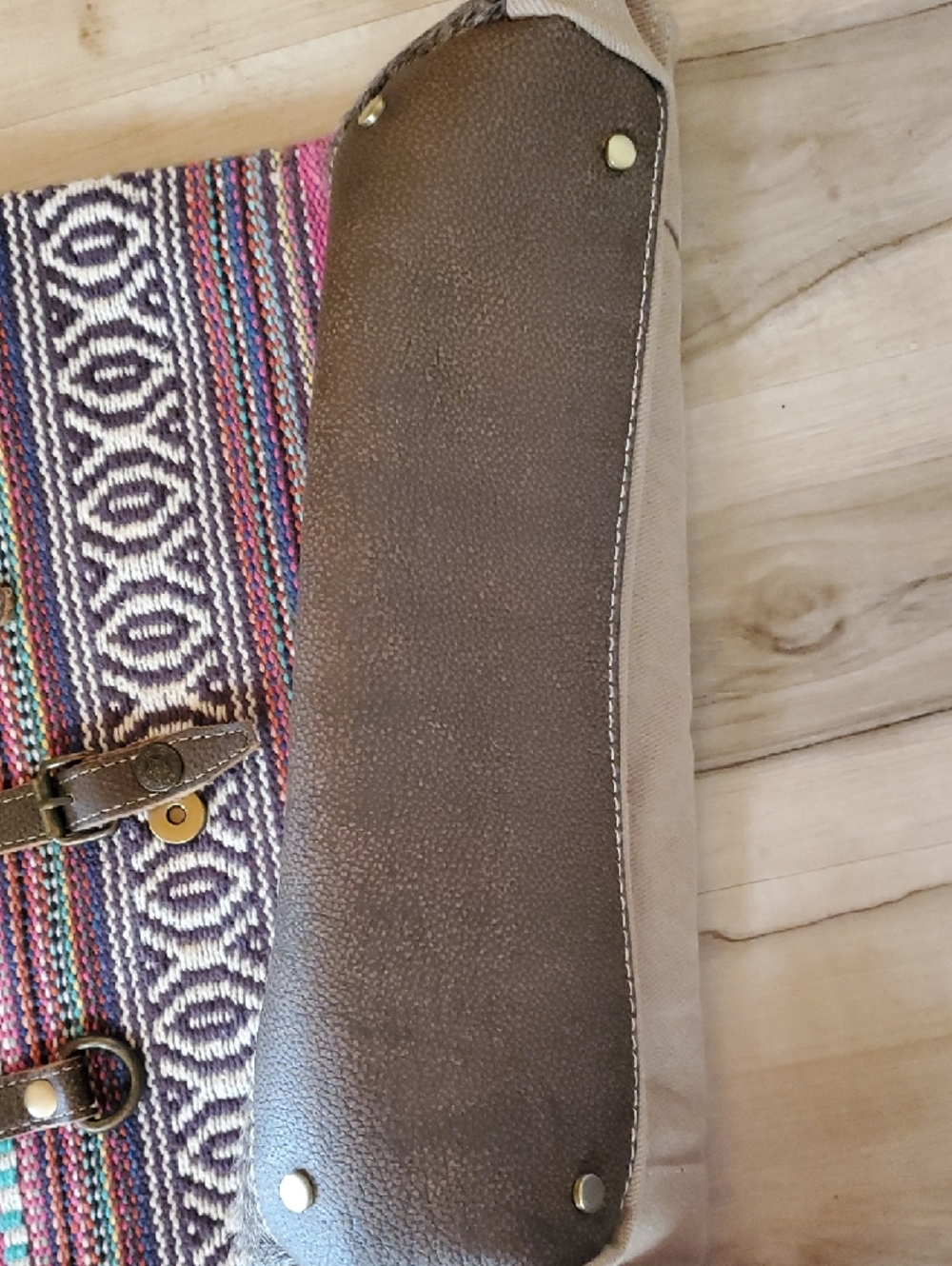 Myra Bag Pink Patterned Tote with Brown Straps - Picture 3 of 8